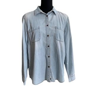 Benetton Jeans Long Sleeve Button Down Denim Shirt Size M-L